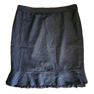 Ann Taylor Skirt Solid All Black Womens Size 14P Petite Side Zipper Wool Blend